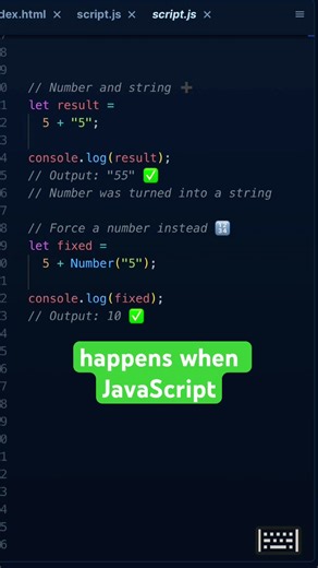 Type Coercion in JavaScript #JavaScript #CodingForBeginners #LearnToCode #WebDev #CodeShorts