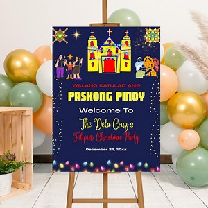Editable Pinoy Simbang Gabi Christmas Welcome Sign Template, Printable Filipino Christmas Poster, Paskong Pinoy Party Filipino Parol Sign - Etsy