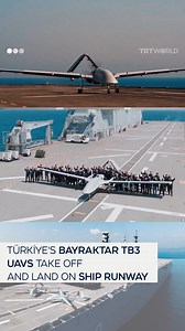 Türkiye's Bayraktar TB3 UAVs successfully take off and land on ship runway. | TRT World