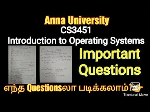 CS3451 - Introduction to Operating System | Easy pass important Questions | anna university R2021
