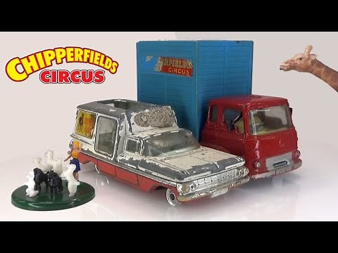 Chippersfield Circus Corgi Bedford No. 503 and Chevrolet Impala No. 511. Die-cast model.
