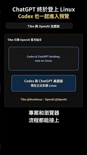 OpenAI 終於支援 Linux：ChatGPT 桌面版與 Codex 正式進預覽 #Shorts