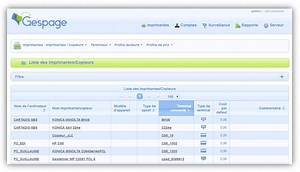 Gestion des imprimantes Gespage
