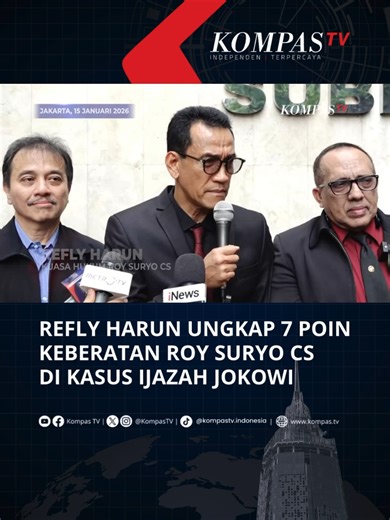 Pakar hukum tata negara Refly Harun, selaku kuasa hukum RRT, membeberkan 7 poin keberatan atas penanganan kasus dugaan ijazah palsu Jokowi oleh Polda Metro Jaya. Refly menilai proses hukum terhadap kliennya sarat kejanggalan, mulai dari dasar penetapan tersangka yang sumir hingga penerapan pasal-pasal yang dianggap tidak relevan. Tuliskan komentarmu dan dapatkan berita terkini lainnya di www.kompas.tv serta youtube.com/kompastv #SOROTKompasTV #TikTokBerita