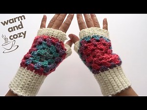 Crochet Granny Square Hand Warmers Step by Step Tutorial