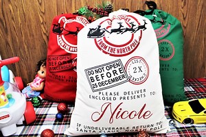 Personalized Canvas Santa Sack, Christmas Gift Bag, Add Your Name, Gift for Kids - Etsy