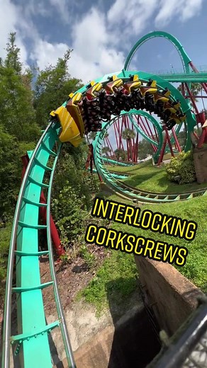 Thrilling Interlocking Corkscrews on Kumba Rollercoaster