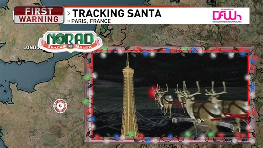 Santa has arrived in Paris! 🎅✨ The Eiffel Tower and the Arc look stunning as the sleigh flies overhead. NORAD shows Santa and his team making a graceful glide across the City of Lights. NORAD says Santa's pace tonight is smooth, steady, and right on time. Excitement is growing in Central Ohio as we wait for him to arrive in our part of the world! | Marshall McPeek