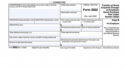 IRS Form 3922 Instructions
