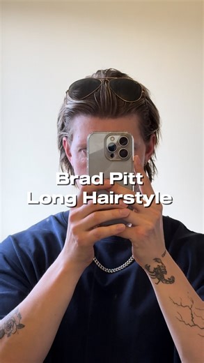 CARSON | BARBER on Instagram: "YOUNG BRAD PITT HAIR TUTORIAL Young Brad Pitt’s signature long hair is iconic. 🐐 Follow along while I attempt to recreate one of the legend’s best looks! How did I do? 🤔 Let me know down in the comments below 💬 All products used by @rascals__co #bradpitt #longhair #inspo #hair #menshair #hairstyle #barber #tutorial #90s"