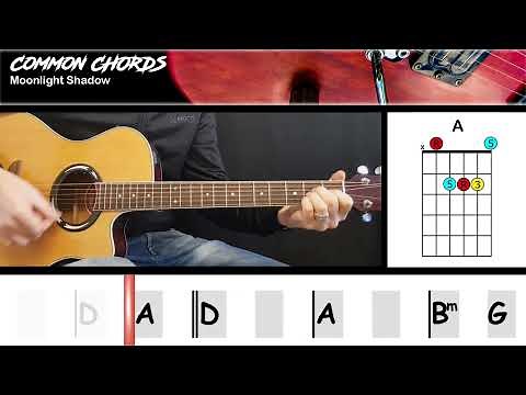 Moonlight Shadow - Mike Oldfield | EASY GUITAR LESSON | Scrolling Chords & Lyrics