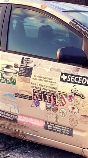 Sticker Bomb Disaster #carlife #collegestudent #stickerbomb #sticker #bumperstickers #ratrod