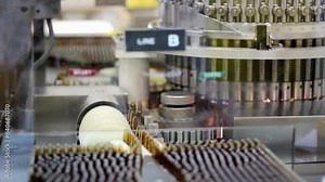 Pharmaceutical Automatic Vision Inspection System For Ampoules, Vials and Cartridges. Inspects Ampoules for Particulates in Liquid and Container Defects. Pharmaceutical Manufacturing Machine.