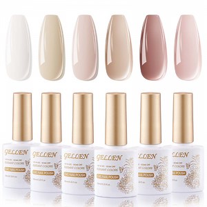 Gellen Gel Nail Polish Kit, 6 Colors White Pink Gel Polish Kit, Soak off UV/LED Nail Lamp Nail Polish Set, Nail Art DIY Manicure Gift for Her