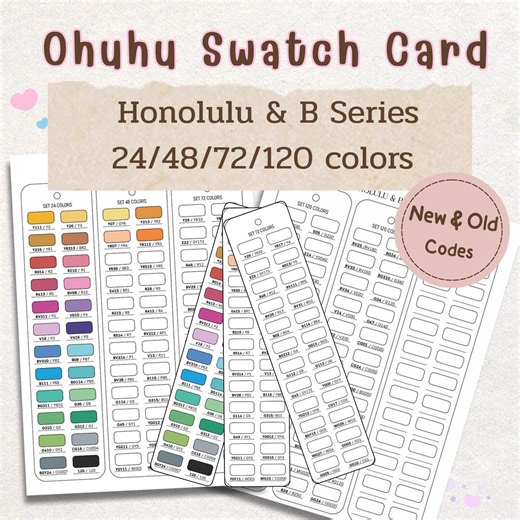 Ohuhu Marker Swatch Chart | Honolulu & B Series (digital Download) - Etsy