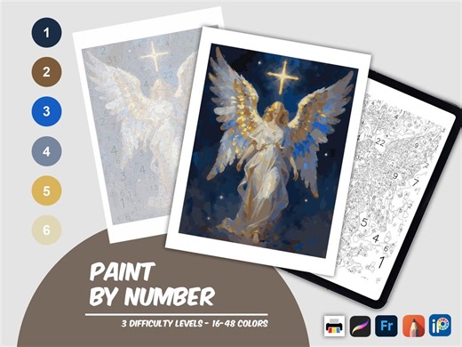 Angel Paint by Number Printable, Guardian Angel Faith Art Activity (digital Download) - Etsy