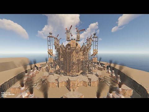 Rust 5x5 Clan base Funnel Wall | Mountain Roof +Open Core Tutorial 5x5クランベース｜ファンネルウォール＋マウンテンルーフ 作り方
