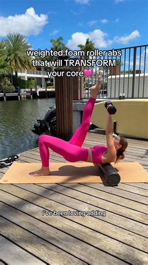 SAVE this weighted ab workout using just a foam roller🩷 #workout #abworkout #exercise #shorts