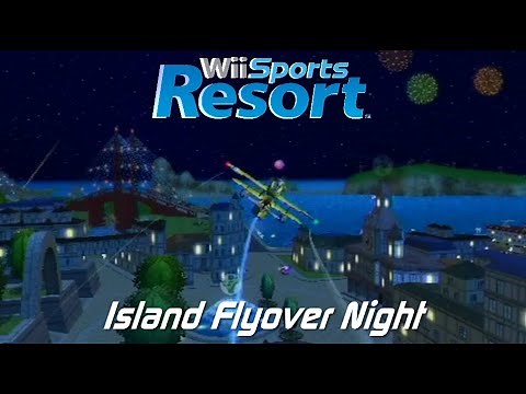 Wii Sports Resort - Air Sports Island Flyover: All 80 i Points (Night)