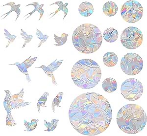 Window Clings Anti Collision Window Decals, Stop Birds Flying into Windows, Suncatcher Stickers(Bird, Hummingbird)
