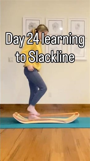 Day 24 learning how to Slackline using GiBoard balance trainer #yogateacher #slacklineprogression