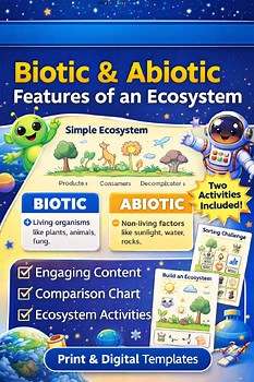 Ecosystem Pack | Biotic & Abiotic Factors Worksheets, Activities & Challenge