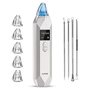 Blackhead Remover Vacuum Facial Pore Cleanser Electric Acne Comedone Extractor Kit USB Rechargeable Blackhead Suction Tool with 3 Skin Repair Lamps, 5 Probes, 5 Suction Power for Skin Treatment