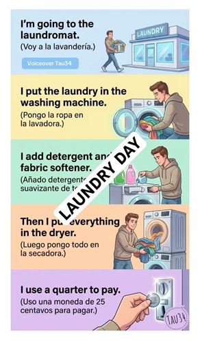 Daily Routine: Laundry Day in English & Spanish! 🧺🇺🇸🇲🇽 Essential Phrases | Laundromat 🧼