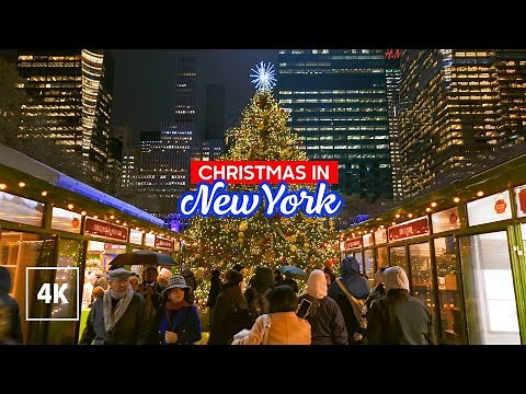 New York Holiday Season in Midtown Manhattan 🎅 Walking Tour 4K