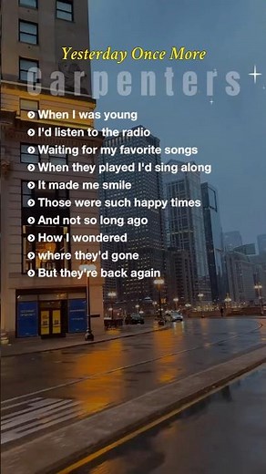 Yesterday Once More – Carpenters | Highlighted Lyrics Video #lyrics #KaraokeVersion #englishsongs