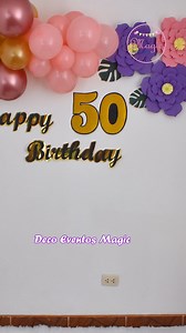 🧡Decoración con globos y flores para cumpleaños de 50 años🌸Birthday backdrop with balloons and flowers🧡Celebra los 50 con color, estilo y mucho amor 🌸Celebrate 50 in style with color and charm #decoracionconglobos #happybirthday #50años #floresgigantes #birthdaydecor #reels #decoeventosmagic | Deco Eventos Magic