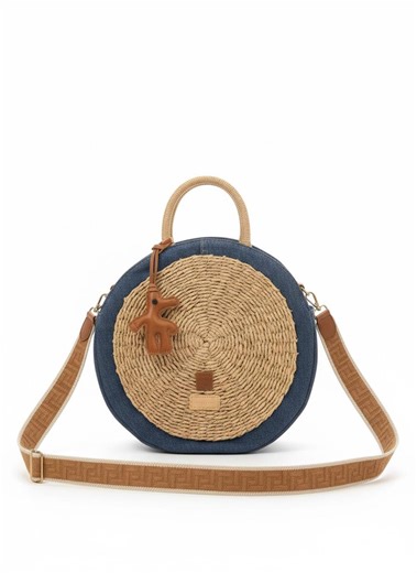 Round Denim Bag &rafia Crossbody Bag - Etsy