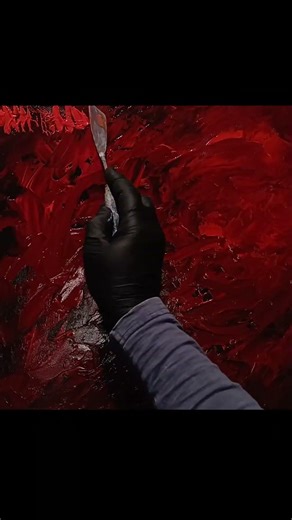 Red Impasto MAGIC! Easy Abstract: Red Hot Texture #arttutorial #artshorts