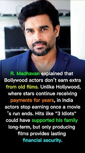 50K views · 20 reactions | R. Madhavan explained that Bollywood actors don’t earn extra from old films. Unlike Hollywood, where stars continue receiving payments for years, in India actors stop earning once a movie’s run ends. Hits like "3 Idiots" could have supported his family long-term, but only producing films provides lasting financial security. | Viral Headlines | Facebook