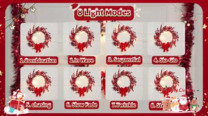 Timer & 8 Modes Prelit Lighted Christmas Valentines Wreaths for Front Door,Red Berry Wreath with 20 Warm White Lights Bowknot Waterproof Battery Operated Xmas Wreath for Window Door Outdoor 20 Inch