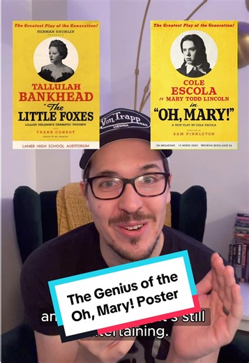 Did you know the Oh, Mary! poster is a parody? Cole Escola has previously said in The New Yorker that the performer whose career they most envy, they said Tallulah Bankhead. In that case, it’s no wonder that a Tallulah poster was parodied for the riotous Oh, Mary! Miss Bankhead would make a pretty spectacular Mary Todd. Though they’d have to lower the keys in the madcap medley. 🍦 The beautiful custom typeface Escola Display was designed by Teddy Blanks for Chips. 💡 The Gypsy design I rave abou
