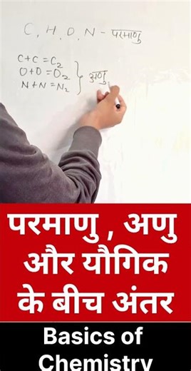 1minute🔥 | परमाणु अणु और यौगिक में अंतर #chemistry #shorts #learning #science #study #yt #education