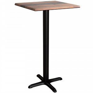 Lancaster Table & Seating Excalibur 24" x 24" Square Bar Height Table with Textured Farmhouse Finish and Cross Base Plate
