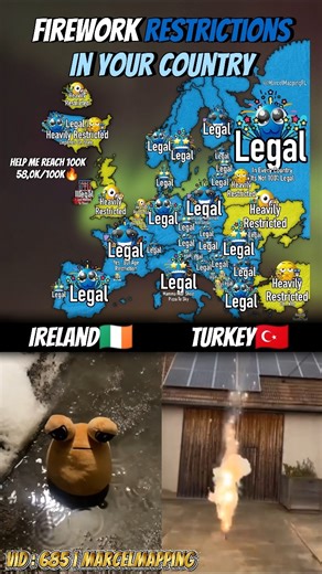 Firework Restrictions In Your Country🎇 #mapping #map #shorts #popular #fyp