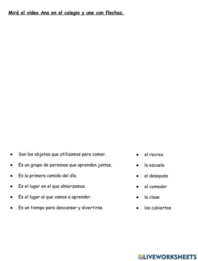 A la escuela worksheet