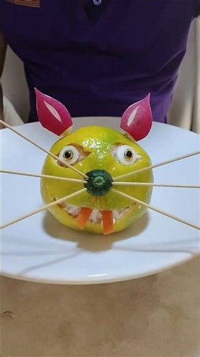 Creative Orange Teddy Bear Shape Carving# Fruit Art Delight#Orange Teddy Bear Design