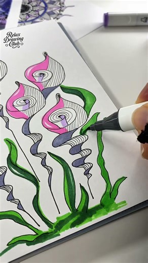 Simple Doodle Flowers with Markers 🌸 So Satisfying