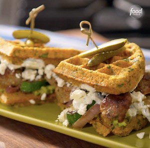 773K views · 6K reactions | Falafel Waffle Sandwiches are a Mediterranean take on classic chicken and waffles! Save Eddie Jackson - FIT CHEF EDDIE's recipe: https://foodtv.com/2Y8xzXH! | Food Network | Facebook