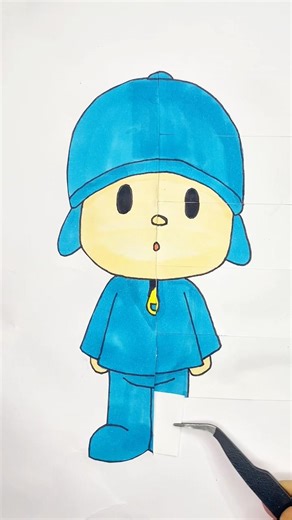 Pocoyo amazing paper craft 🤩💙 #art #pocoyo #papercraft #shorts