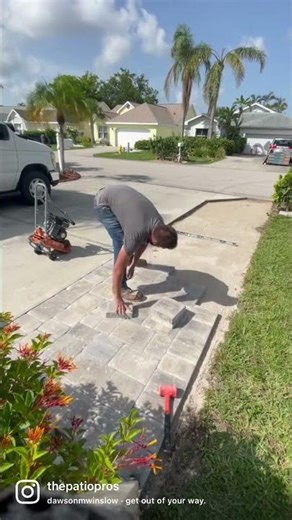 Paver driveway extension! Full how to video is uploaded #motivation #work #paver #driveways #shorts