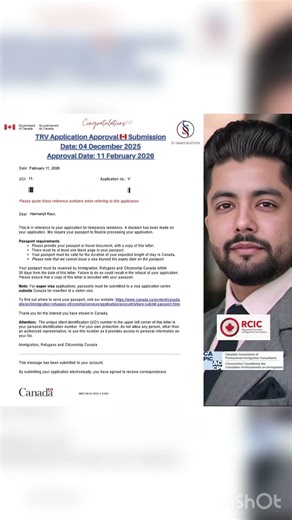 TRV application approval 🇨🇦 #canadaimmigration #immigration #ssimmigration #trv