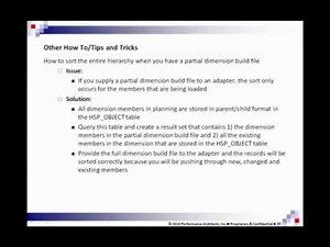 Oracle Hyperion Planning Tips and Tricks: Performance Architects How To