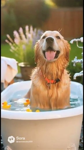 Dogs loving baths #dogs