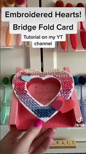 Embroidered Heart Bridge Fold Card