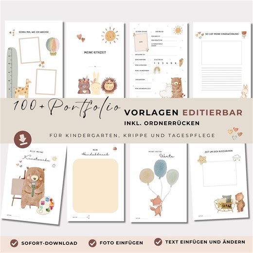 Editable Kindergarten Portfolio Template, Daycare Portfolio, Folder Back for Children, Printable PDF Instant Download - Etsy